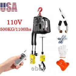 110V Electric Wireless Hoist Winch Hoist Crane Lift Remote Control 500KG/1100LBS