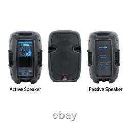 12 2000W Powered PA Active Speakers Pair 2-Way Karaoke Speaker Stands Wired Mic