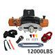 12000lb Nylon Rope Electric Recovery Winch Wireless Remote For Truck Suv Offroad