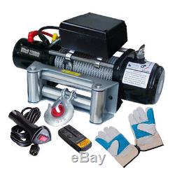 12000lbs 12V 6.6hp Electric Recovery Winch Truck SUV Wireless Remote Control Kit