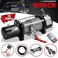 12000lbs 12V Electric Recovery Winch Truck SUV Wireless Remote Control