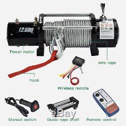 12500lbs 12V Electric Recovery Winch Truck SUV Wireless withRemote Control