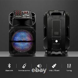 15 Bluetooth Portable FM Speaker Heavy Bass Tailgate Stereo PA System MIC AUX