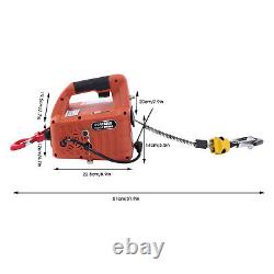 1500W Electric Winch Crane Hoist Lifting Kit with Wireless Remote Control 1100LBS