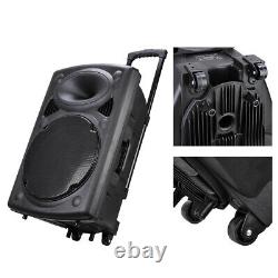 150W 15 Portable Remote Audio PA Speaker with Bluetooth USB Wireless microphone