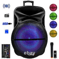 18 Portable Bluetooth Pa Dj Party Speaker Lights Usb Rechargeable Battery MIC