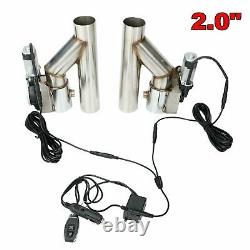 2 Dual Electric Exhaust Cutout Wireless Remote Control Dump Bypass Valve Kit X2
