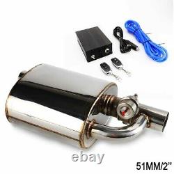 2 Inlet Outlet Exhaust Resonator Muffler with Valve Cutout Remote Controller