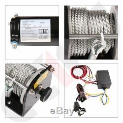 2500lb 12V Electric Recovery Winch Truck SUV Steel Cable Wireless Remote Control
