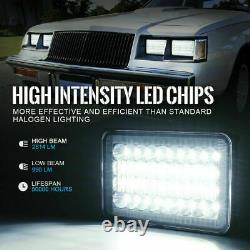 2pcs 4X6 Rectangle LED Headlight High Low Beam Sealed Replacement Lamp RGB Halo
