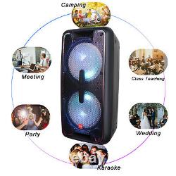 3000W Dual 10 Rechargable Powered Speaker DJ PA karaoke System Bluetooth withLED
