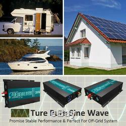 3000W Pure Sine Wave Inverter 12V 120V Car Power Home Solar Remote Control Camp
