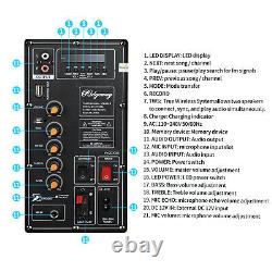 4,500W Bluetooth Speaker Rechargable Dual 10 Woofer Party FM Karaok DJ LED AUX