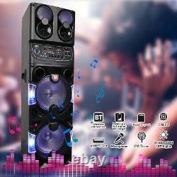 4500W Bluetooth Speaker Trolley Dual 10 Woofer Party FM Karaok DJ LED AUX USB