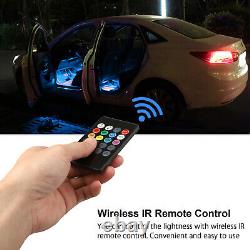 4PCS 72 LED Car Interior Atmosphere Neon Lights Strip Wireless IR Remote Control