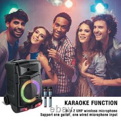 500W Bluetooth Karaoke Machine PA Speaker System 2 Wireless Mic Remote Control