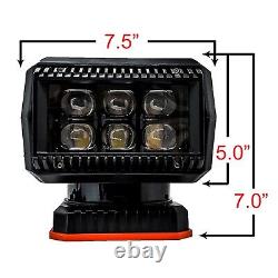 60W LED Searchlight Rotating Spotlight Wireless Remote Control Magnet Base Mount