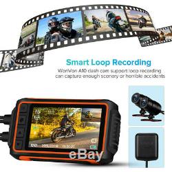 A10 150°Wide Angle 2CH 1080P 30FPS Motorcycle Wi-Fi GPS Dash Cam Camera G-Sensor