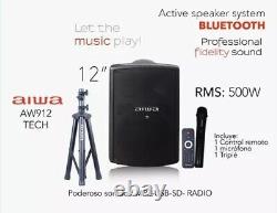 AIWA AW912 Speaker, BLUETOOTH, USB, RADIO, REMOTE CONTROL, WIRELESS MICROPHON