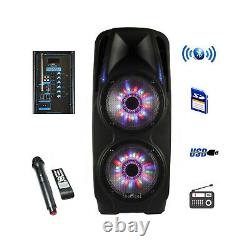 BEFREE SOUND 2x10PORTABLE BLUETOOTH POWERED PA PARTY DJ SPEAKER with MIC&LIGHTS