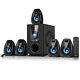 Befree 5.1 Channel Surround Sound Bluetooth Home Theater Speaker System Blue New