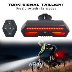 Bicycle Bike Rear LED Tail Light Wireless USB Remote Control Turn Signals Light