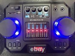 Bluetooth Rechargeable Party DJ Speaker Dual 12 inch with Lights + Wireless Mic