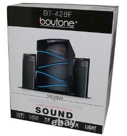 Boytone 2.1 CHANNEL BLUETOOTH SPEAKER SHELF STEREO SYSTEM, LIGHTS, USB, SD 50 W
