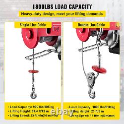 Electric Hoist 1800LBS with Wireless Remote Control & Single/Double Slings Elect