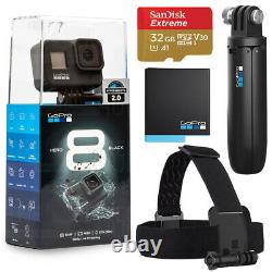 GoPro HERO8 Black 2019 Bundle with Shorty + Head Strap and Quick Clip + 32GB