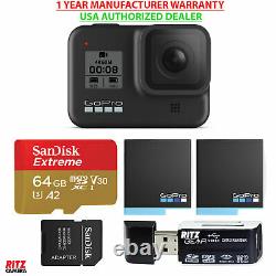 GoPro HERO8 Black Action Camera with TouchScreen 4K, Batteries, 64GB (CHDHX-801)