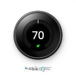 Google Nest Learning Thermostat Smart Wi-Fi Thermostat Mirror Black T3018US