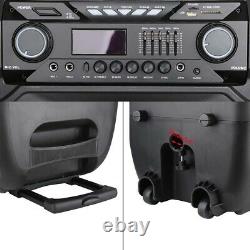 Hifi 15 PA System Bluetooth Speaker Karaoke With LED DJ Light +2 MICS +Remote