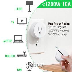 Mini Remote Control Outlet Plug Adapter 10A/1200W No Wiring No Hub for House ×6