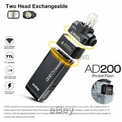 Newest Godox AD200 2.4G TTL 200W 1/8000 Double Head Pocket Flash Speedlite Light