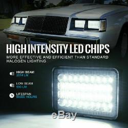 Pair of 4x6inch LED Headlight High Low Beam Sealed Replacement Lamp RGB Halo