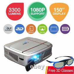 Portable Mini DLP 3D HD WiFi Projector Wirelessly Airplay Bundle 3D Glasses US