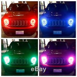RGB LED Headlight Angel Eye Halo Ring Kit For 15+ Jeep Renegade 07-14 FJ Cruiser
