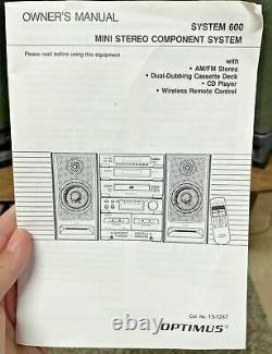 Radio ShackOptimus System 600 Mini Stereo System 1992 Wireless Remote