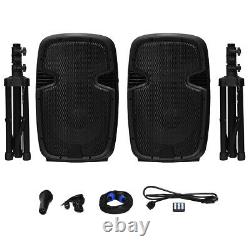 Suono Dual 12 2-way 1600W Powered Speakers with Bluetooth Mic Speaker Stands