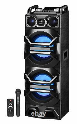 Technical Pro Dual 10 3000w Powered Bluetooth Speaker withUSB/SD/LED+Wireless Mic