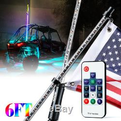 Xprite 6ft Wireless Remote Control Dancing RGB LED Whip Lights for ATV UTV Buggy
