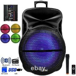 18 Portable Bluetooth Pa Dj Party Speaker Allume Usb Batterie Rechargeable MIC