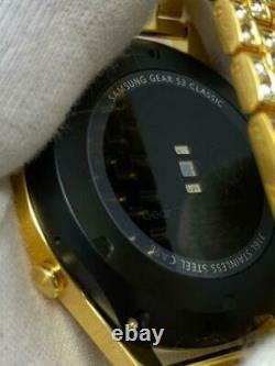 24k Gold Plaqué Samsung Gear S3 Classic Diamond Bande De Strass Et Lunette Personnalisée