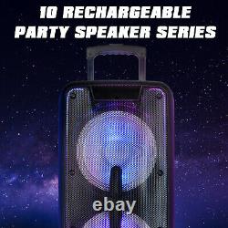 3000w Dual 10 Rechargable Powered Speaker Dj Pa Karaoke System Bluetooth Withled