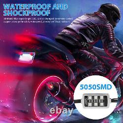 6x Wireless Motorcycle Rgb 36led Under Glow Neon Strip Light Kit Télécommande