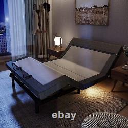 Cadre de lit de massage réglable taille queen avec télécommande sans fil et inclinaison électrique.