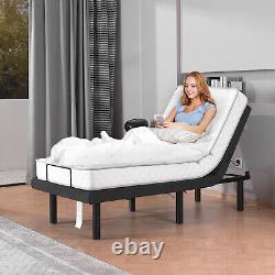Cadre de lit électrique avec télécommande sans fil, base de lit jumelé XL avec massage à 2 points