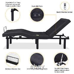 Cadre de lit électrique avec télécommande sans fil, base de lit jumelé XL avec massage à 2 points