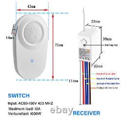 Mini Interrupteur De Lumière Sans Fil 110v Touche Bouton 1 Voie Télécommande Maison Outils Blanc